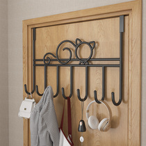 Door rear adhesive hook hanger non-perforated wall wrought iron rack bedroom door upper back storage clothes hat hook