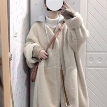 yang gao mao coat nv mian fu 2021 nian new winter chic jacket thickened Korean version of the loose coat long