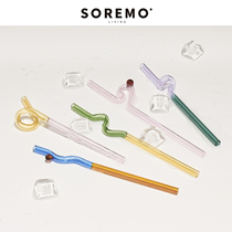 SOREMO patented design stained glass straws environmentally friendly special-shaped cute coffee mixing rod ins design sense