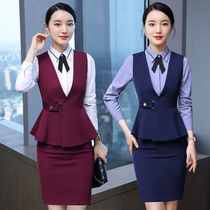 Professional vest suit autumn and winter fashion temperament hotel front desk formal suit suit beautician overalls female