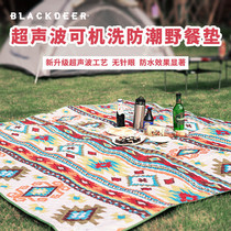 Black deer outdoor picnic mat ins wind lawn mat spring outing portable picnic cloth ultrasonic machine washable moisture-proof mat