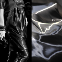 Super bright crystal satin-liquid metal glossy fashion designer fabric high-grade black fabric