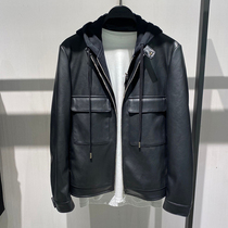 BIRD EAGLE PEACE spring Haining hooded handsome locomotive leather men tide jacket coat B1BDA3304