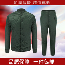Cold-proof cotton pants suit cotton-padded jacket cotton pants thickened cold area cotton-padded clothes warm wind-proof green cotton pants