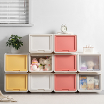 Toy storage box front open household plastic flip snack book storage basket clothes finishing box lockers