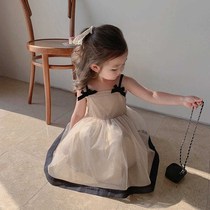 Small and medium children Korean summer female baby Foreign dress little girl suspender princess dress girl mesh dress tide