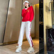 2021 fashion autumn and winter New Round Neck National tide sportswear women square dance thin sports suit morning run two sets