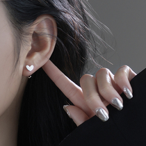 999 sterling silver earrings female summer sweet simple love ear hook 2021 New Tide earrings ear decoration ear hole