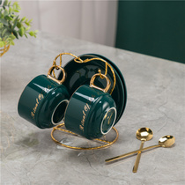 Coffee cup set with rack with spoon European small luxury afternoon tea cup ceramic light luxury American mug home