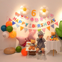 Birthday Decoration Scene Arrangement Male Girl Child Baby Birthday Happy Party Luminous Background Wall Balloon Laqi