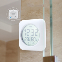 Bathroom electronic hanging clock Living room indoor and outdoor humitometer kitchen hanging bell muted waterproof suction cup clock temperature table