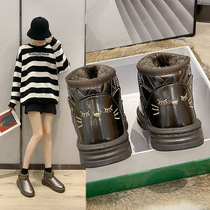 Cute snow boots women tide 2021 winter new short boots warm plus velvet padded bread shoes thick bottom cotton shoes women