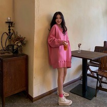 Spicy Moms Pregnancy Women Dress Nets Red Blouses Loose Korean version bf Lazy Wind Medium Long velvety weavewear lady little sub wearing a hitch