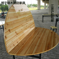 Fir round table folding large round table Household 1 5 meters 1 6 meters 1 8 meters 2 2 meters round dining table Solid wood countertop
