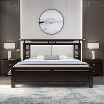  New Chinese style 1 8m solid wood double bed 2×2 2m light luxury Zen 1 5m bedroom soft back storage bed Bed and breakfast