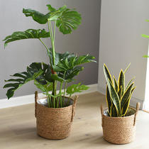 Straw flowerpot Extra large flowerpot decorative set-up basket woven basket rattan bamboo basket flowerpot weaving flowerpot