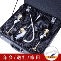 High-grade enamel wine wine decanter set Lily light luxury goblet gift box creative wedding gift