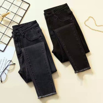 Korean black jeans womens nine-point small feet pants 2021 summer and autumn high waist thin stretch tight eight-point pencil pants