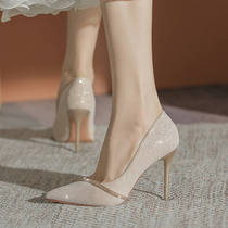 High heels and girls heels in 2022 new spring and autumn bridesmaid dress wedding shoes sexy banquet single shoes