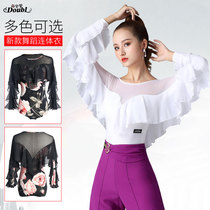 Dan Baoluo Modern Dance Training Dress Women's New National Standard Dance Long Sleeve Dance Clothes Lotus Leaf Siamese White Waltz Jacket