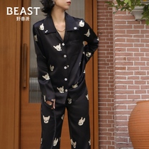THEBEAST Fauvist Gong Jun with the same day into the bucket gold small milk dog silk pajamas men and women can wear home clothes outside