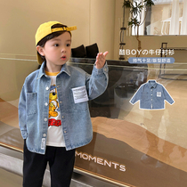  Boys Korean denim shirt 2021 autumn spring and autumn childrens clothing baby foreign style childrens jacket tide X2835