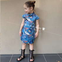 Childrens cheongsam improved summer thin Chinese style high-end girl cheongsam dress catwalk baby Hanfu Tang suit