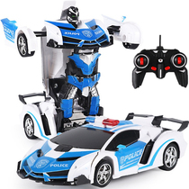 Remote control police car deformed car King Kong robot electric remote control car childrens toy boy birthday gift Racing