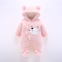 Newborn clothes autumn and winter mens baby winter jumpsuit female baby out to hold clothes thick suit cotton climbing suit