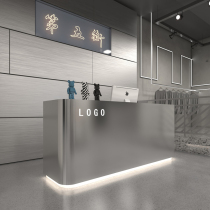 Simple modern clothing store Stainless steel bar counter cashier Beauty salon club barber shop Light luxury curved front desk