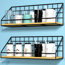  Cup holder Wall-mounted punch-free home office mug Glass cup storage wall hanging shelf shelf