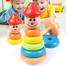 Montessori Early Education toys 0-1-2-3 Monday two-and-a-half-year-old baby girl Rainbow tower ferrule pile tower blocks