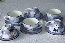 Feifei Jun as afternoon tea time hand-painted ceramic coffee cup and saucer