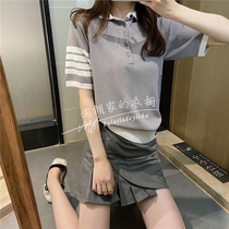 Japan TB thom summer ice silk short sleeve T-shirt new POLO shirt female capsized commuter college wind compassionate
