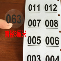 3cm Round Waterproof Round Number Date Wine Glass Bottle Mark Classification 001-100 Number Teacup Sticker