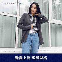 Tommy womens dress Jane about 100 lap pure cotton small embroidered logo V collar loose sweater knit cardiatshirt RM276J1396