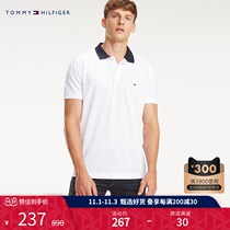 Tommy Mens Fashion Contrast Color Lapel Small Embroidery Fit Short Sleeve Polo Shirt-MW0MW09735
