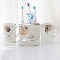  Ceramic mouthwash cup Couple set creative toothbrush cup Portable washing cup Nordic brushing cup Household tooth cylinder cup