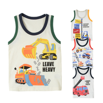 Day Ensemble Boys Vest Summer Thin breathable pure cotton sleeveless children knit T-shirts Outside Wearing Cartoon Locomotive Tide
