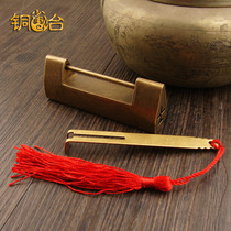 Chinese copper lock Antique lock Horizontal open padlock Old-fashioned small lock Retro glossy plain pure copper ancient horizontal latch lock