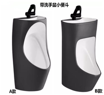Urinals hanging wall adult mens bathroom home black ceramic urinal with wash basin urinal