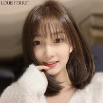  Wig Female long hair Full headgear Air bangs Inner buckle real hair delivery needle clavicle hair Medium long straight hair Full real hair