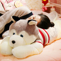 Husky doll lying down dog pillow plush toy dog doll sleeping holding birthday gift to girlfriend