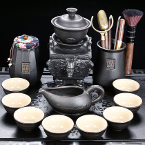 Black pottery Kung Fu tea teacup High-grade lazy teapot Automatic tea artifact High-end tea drinking set Household light luxury
