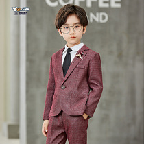 Boy suit suit spring and autumn childrens casual suit wedding flower girl Red Dress Autumn little boy performance suit