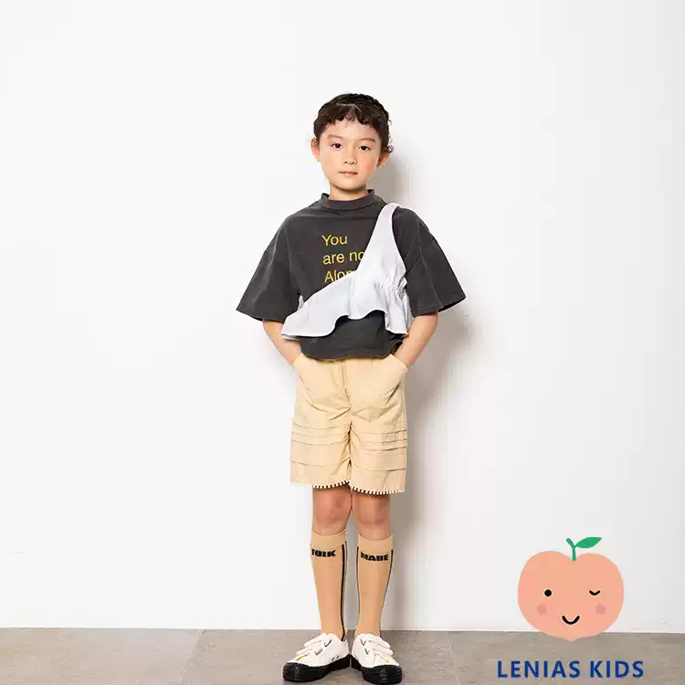 lenias LN家folk made21SS春夏 儿童白色斜边木耳领背心