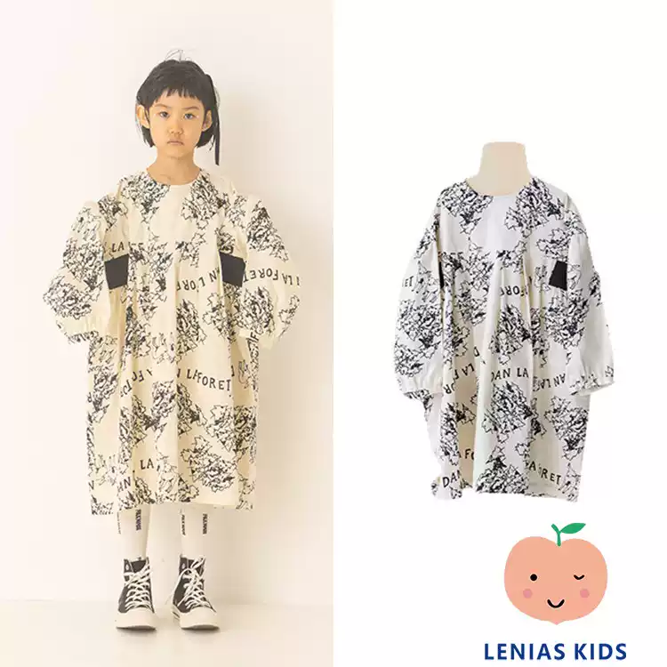 Lenias LN家日本folk made 23AW秋冬 时尚涂鸦印花连衣裙