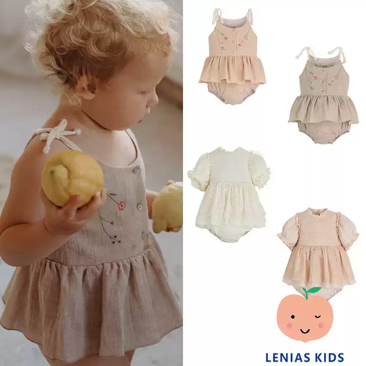 Lenias LN家西班牙 Popelin23SS春夏女童baby刺绣连体衣