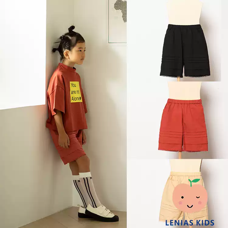 lenias LN家folk made21SS春夏 男女童三色松紧腰短裤
