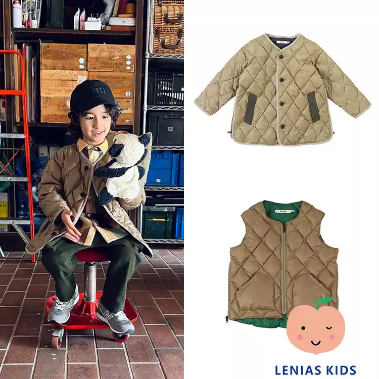 Lenias LN家 日本FITH 23AW秋冬复古菱格纹夹棉马甲 外套